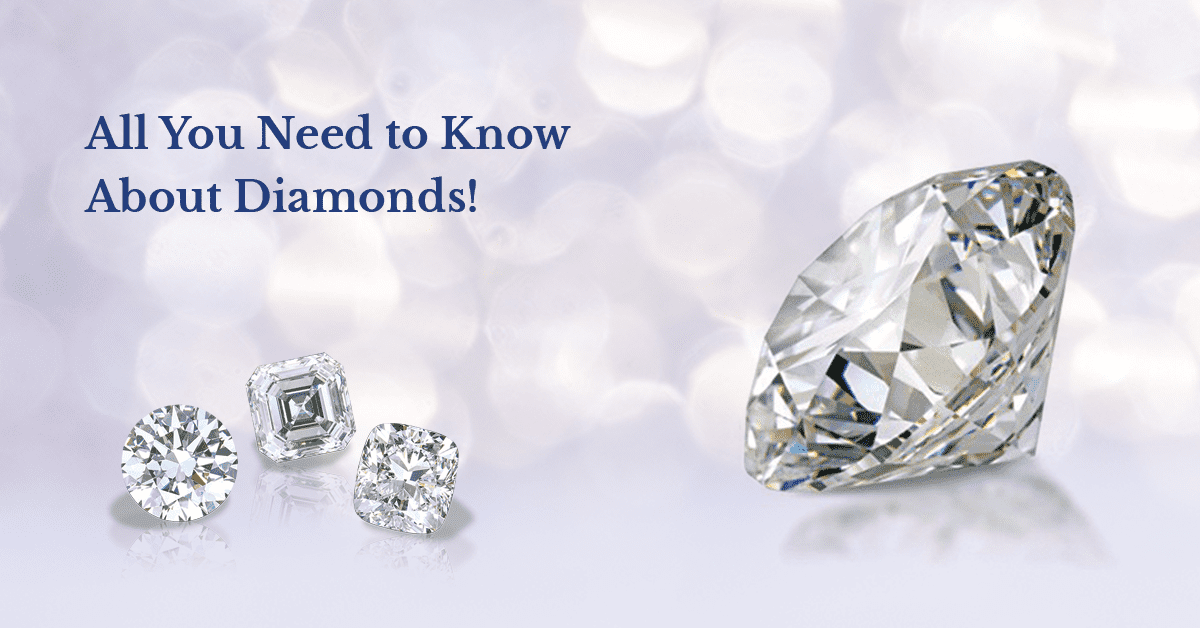A blog banner providing a broad overview of diamond characteristics, from formation to finished jewelry.