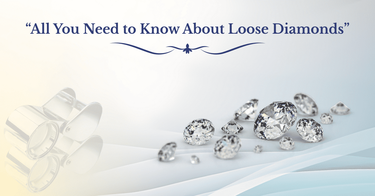 SGL blog banner titled "All You Need to Know About Loose Diamonds," featuring brilliant-cut stones and a jeweler's loupe.