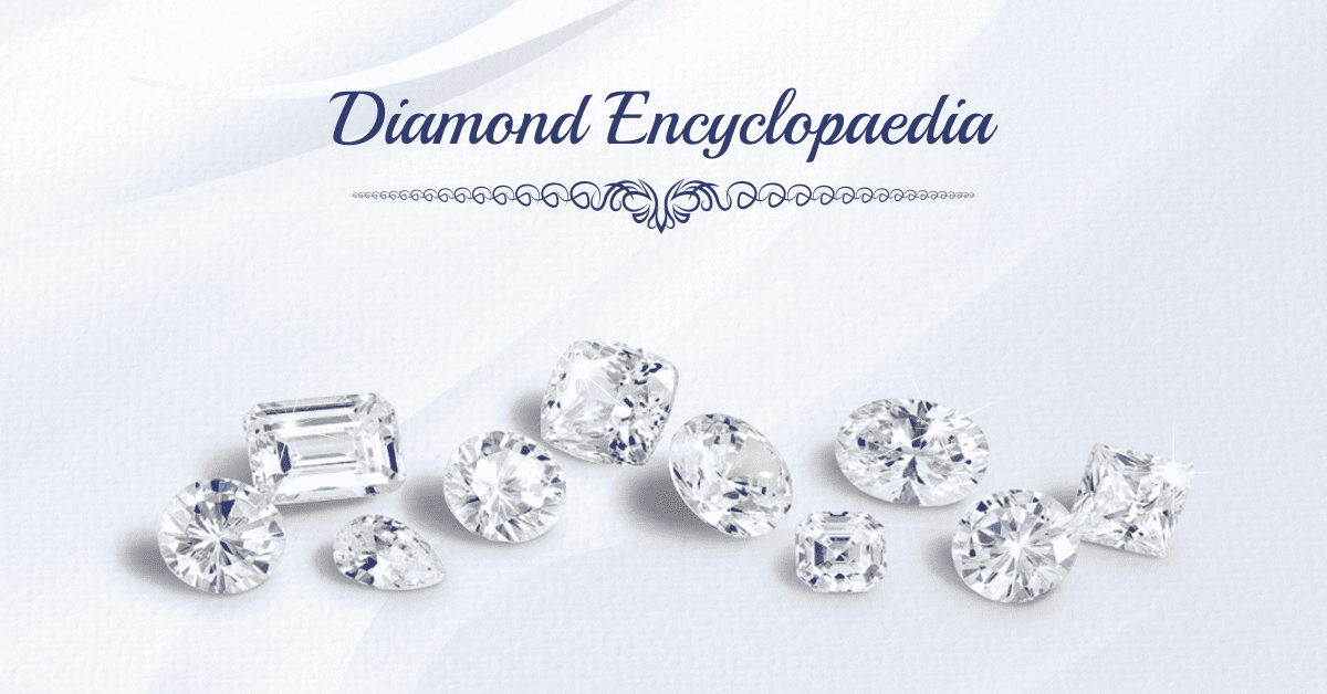 A blog banner for the Diamond Encyclopaedia, serving as a master resource for technical diamond terminology and facts.