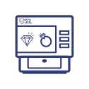 A technical visual showcasing SGL's Dia Screen technology for identifying natural vs. lab-grown diamonds.