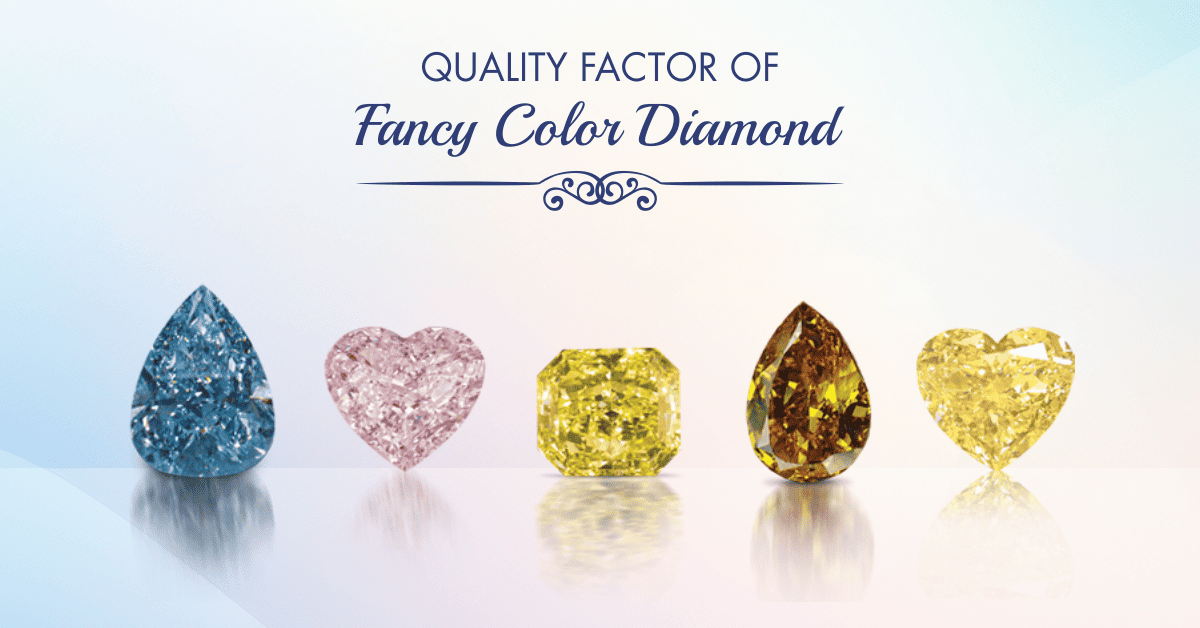 A blog banner detailing the rarity and specific quality factors of fancy color diamonds.
