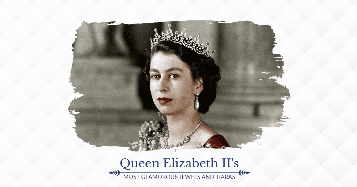 A blog banner featuring Queen Elizabeth II’s most iconic crowns and historic gemstone collections.