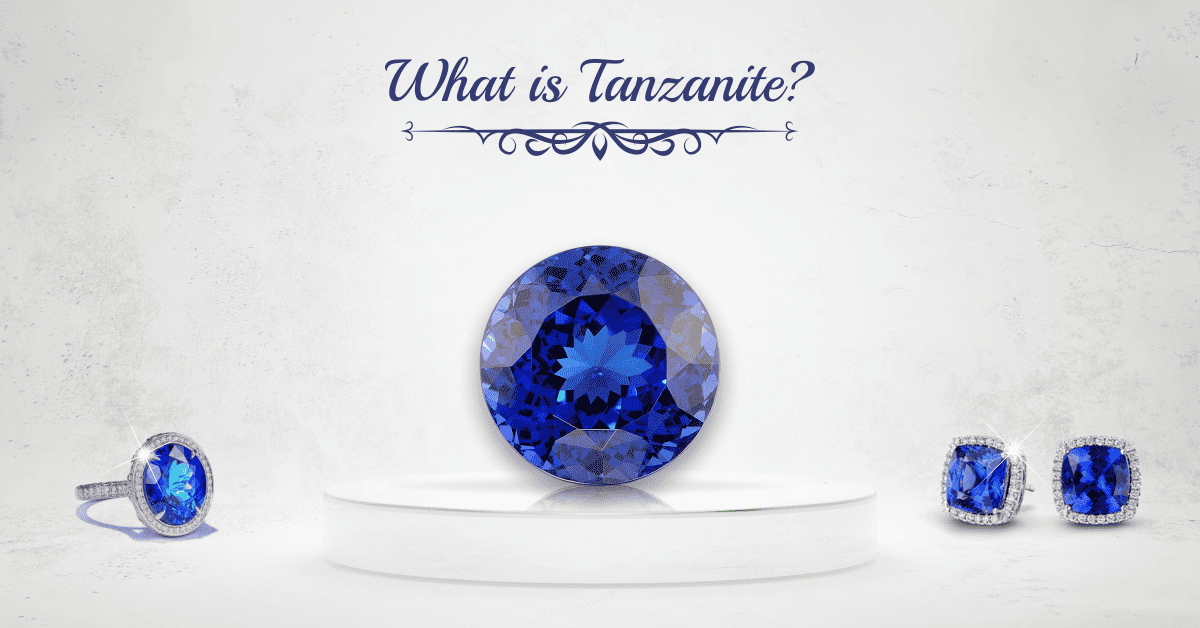 A blog banner focusing on the deep indigo tones and unique origin of the rare tanzanite gemstone.